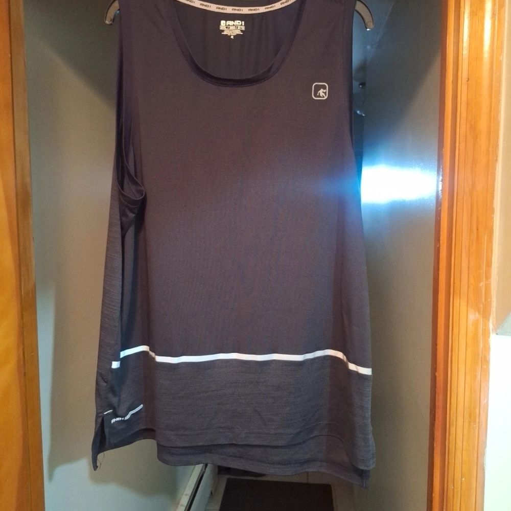 And1 Black Men's Athletic Tank with White Stripe